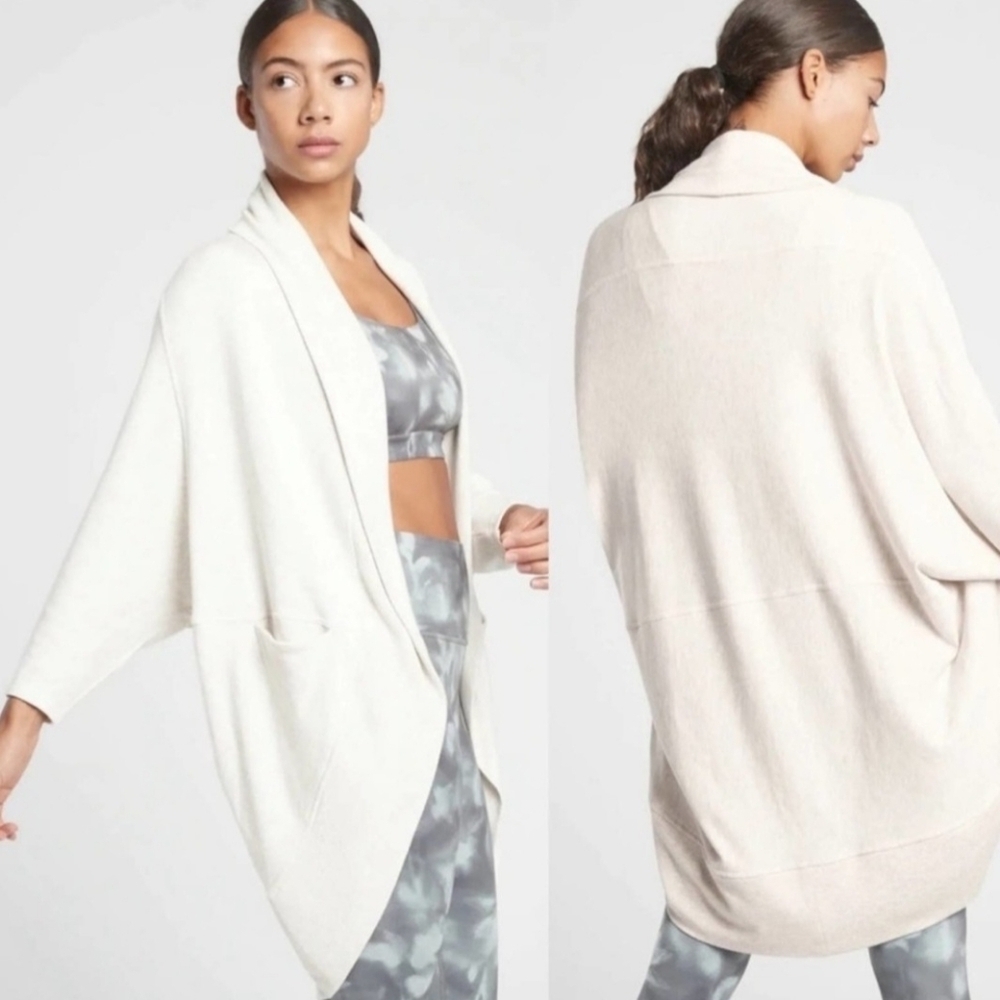 Athleta Ethereal Cocoon Wrap Slouchy Cardigan Heathered Grey Size XXS/XS